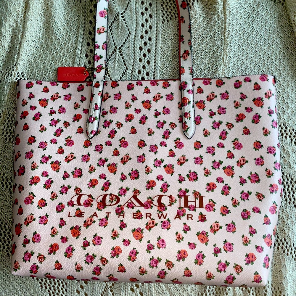 pink rose COACH leather tote